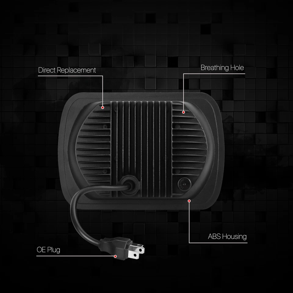 Black Housing 7X6 H6054 LED Headlights for 85-91 Plymouth Colt Conquest Voyager - Image 3 of 4