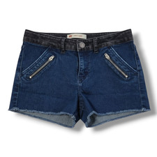Levi's Strauss  Co Girls Two-Tone Raw Hemline Shortie Denim Shorts   Size 12