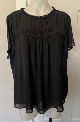 TORRID Womens TOP Short Sleeve BLACK Flutter sleeve Lined Size 2 (2X 18/20)