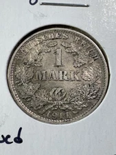 1911-D Germany Empire 1 Mark Silver Coin Cleaned