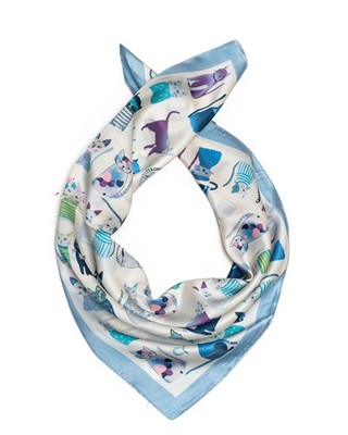 Halstuch Damen Katzenmotiv Nickituch Modetuch Schal Bandana Cat Scarf Geschenk