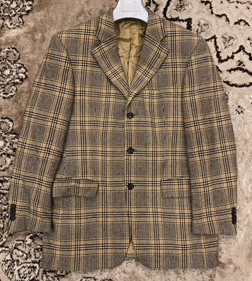 Windsor wool & cashmere E. THOMAS classic glen check sport coat blazer 42R