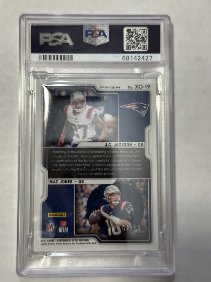 2021 PANINI CONTENDERS OPTIC X'S & O'S MAC JONES/J.C. JACKSON PSA 10 🔥49ers🔥 - Image 2 of 3