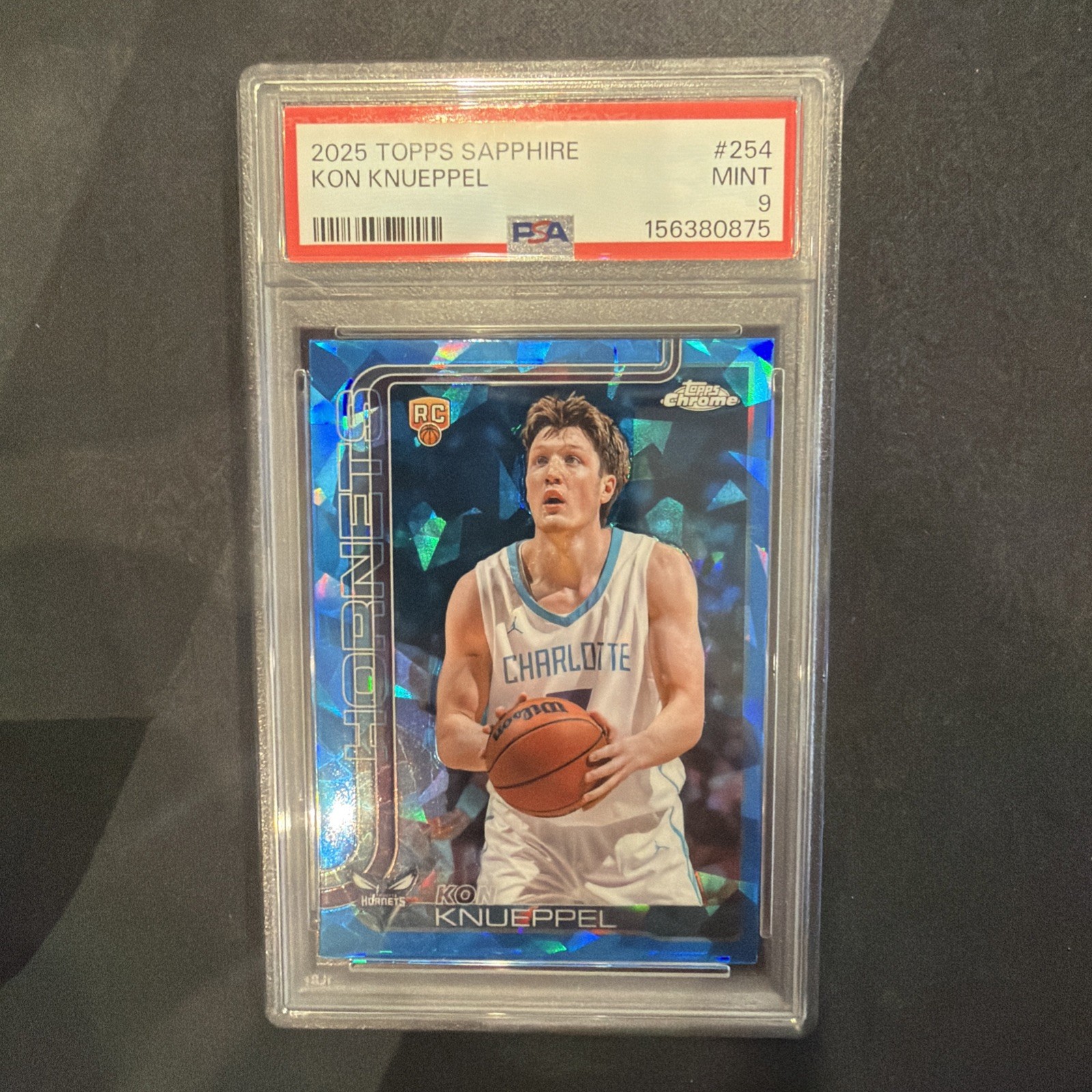 2025/26 Topps Chrome Sapphire Kon Knueppel #254 PSA 9 Mint Hornets RC Rookie
