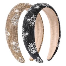 2 Pack Christmas Rhinestone Headbands for Women   Sparkling Christmas Snowflake