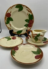 FRANCISCAN APPLE VINTAGE SET of 3 Saucers, Salad/Dessert Plate and Creamer