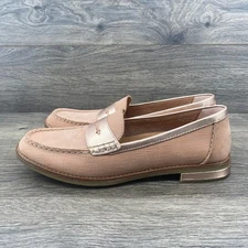 Sperry Women's Loafers Pink Rose Gold Metallic Accent Slip On Shoes Size 8.5