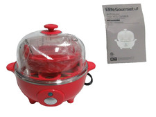 Elite Gourmet Eier-Schnellkocher - Kapazität für 7 Eier, automatische Abschaltung, rot