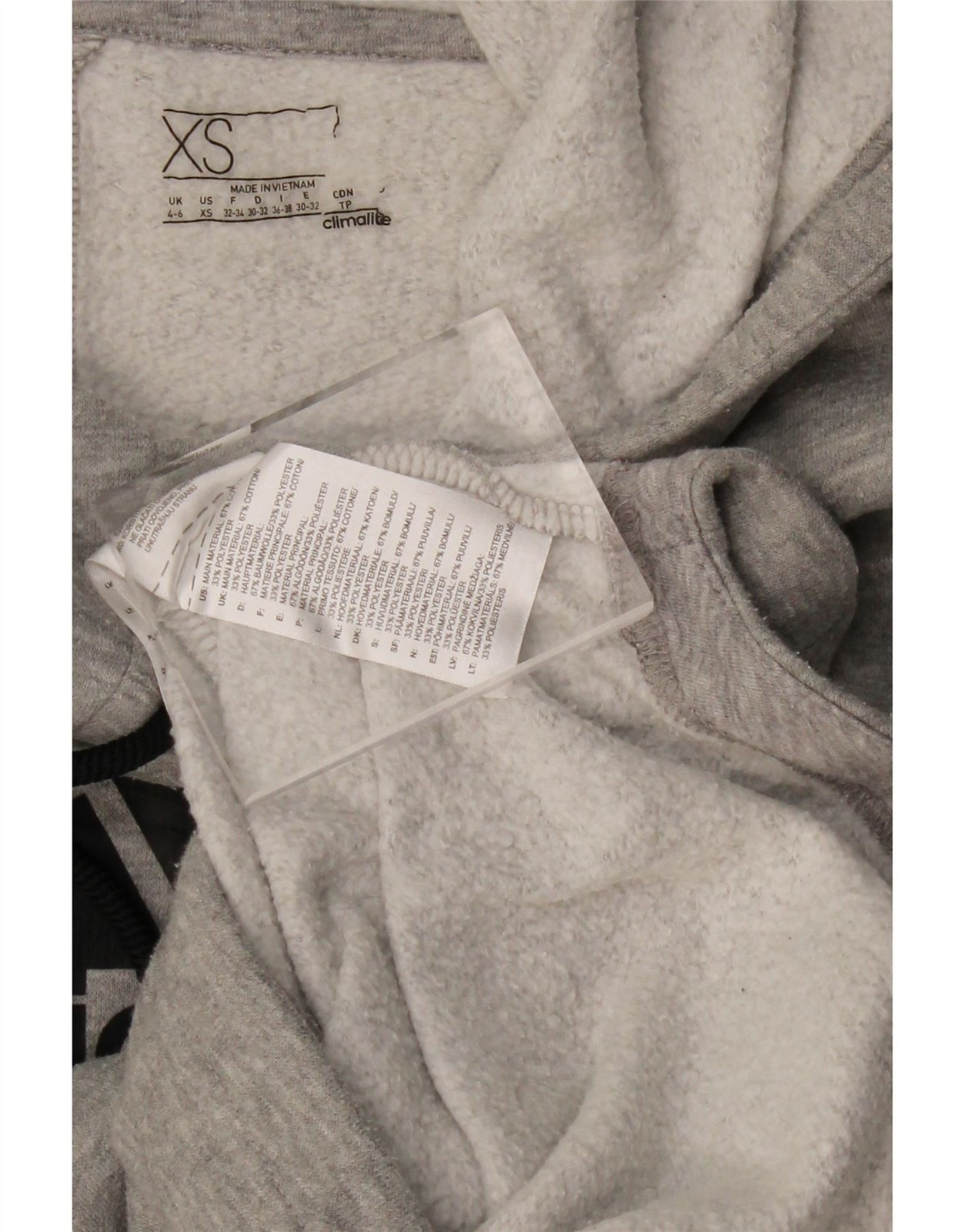 ADIDAS Womens Climalite Oversized Hoodie Jumper UK 4/6 XS Grey Flecked BH34 thumbnail 3