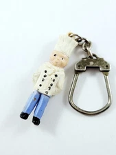Keychain - Chef Restaurant Figurine Vintage Retro 1960S Soft Plastic