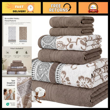 6 Piece Bath Towel Set - 100 Cotton, Super Absorbent, Soft - 2 Bath, 2 Hand, 2