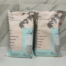 Lot of 2 Zomee 100 Count Double Zip Breast Milk Storage Bags 8oz 240mL 200 Total