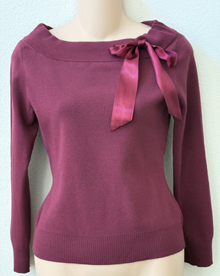 Vtg Hillard & Hanson Berry Color Boat Neck Long Sleeve Sweater Sz. PM