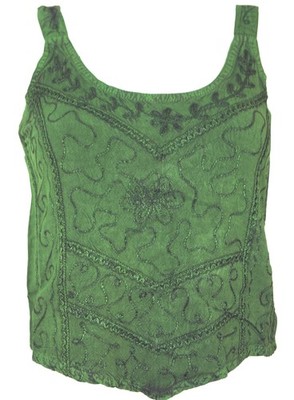 Besticktes Top Boho chic, Hippie Top - grün