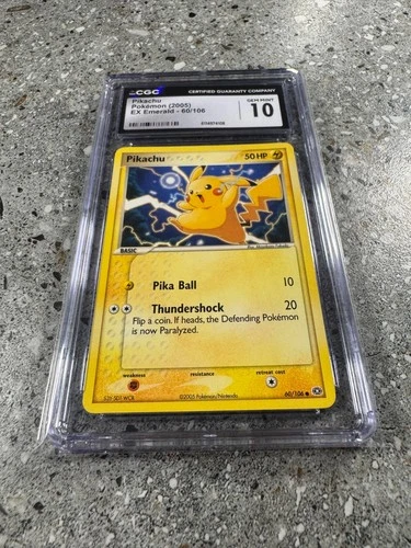 Pokemon TCG Cards Pikachu 60/106 Emerald CGC 10 GEM MINT