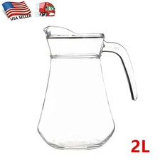 Jarra de agua de vidrio de 2 L con tapa para refrigerador contenedor de bebidas de té helado de jugo