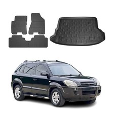 Fußmatten & Kofferraumwanne Set für Hyundai Tucson 2004-2010 Gummi Schwarz 5x