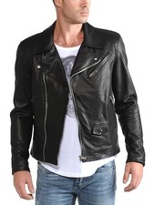 New Mens Leather Jacket real lambskin coat biker motorcycle racer cafe Slim M745