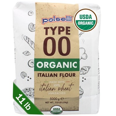 POLSELLI Organic Flour, Type 00, 100% Italian Grain, Double Zero Flour, OO Extra