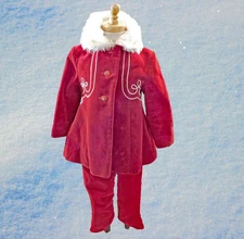 Vintage Velvet Snowsuit Girl's Sz 4 ca '40s Kute Kiddies Classic
