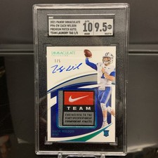 1/1 Zach Wilson 2021 Immaculate RC Nike Swoosh Patch Auto 1st Print 1/5 SGC 9.5