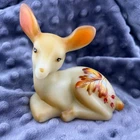 Fenton Hand Painted Fawn Deer Figurine Autumn Leaves D Robinson Signed USA