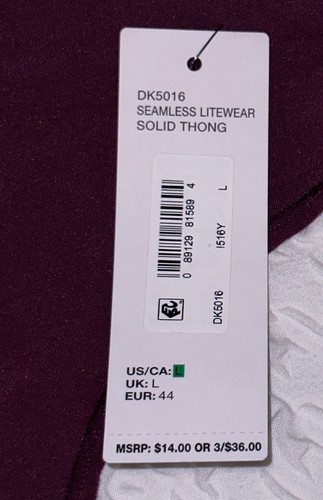 DKNY Seamless Litewear Grape Wine Thong Panty NEW Womens Sz M 6  XL 8  DK5016 - Picture 6 of 7