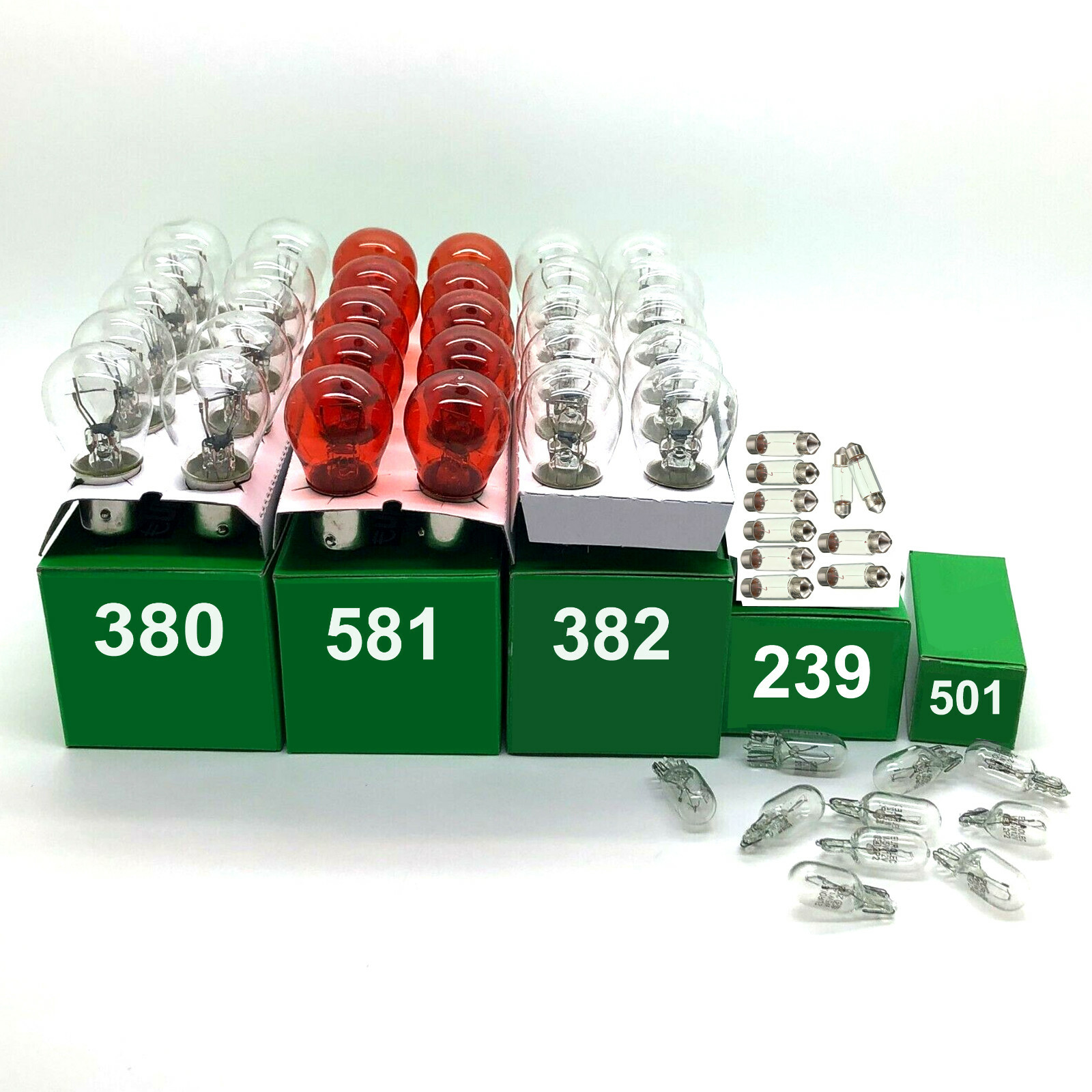 50 x Assorted Quality 12 Volt Car Bulbs Set 10 of Each 380 382 581