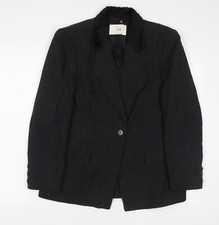 LB Collection Womens Black Jacket Blazer Size 8 Button