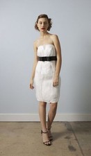 CIARLA BRIDE WEDDING GOWN SHORT DRESS 10 IVORY BLACK SASH STRAPLESS SEXY NWT