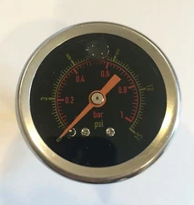 Y375B 15 PSI 1.1 Bar Liquid Filled pressure gauge water oil gas 1.5" 1/8" Black