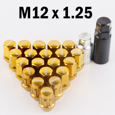M12x1.25 RAYS 17HEX 32mm Gold Steel Wheel Lug Lock Nuts 20pcs /set