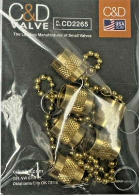 C & D Valve, CD2265, 1/4  Brass Flare Cap with Retaining Chain, Very Cool, Six