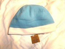 LANDS' END KIDS Fleece Reversible Hat - Kids size M - NWT - Blue  White