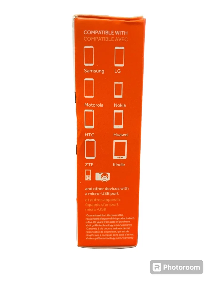 Griffin Charge/Sync Cable USB to Micro-USB Connector, 3', Universal, Black - NEW - Image 4 of 4