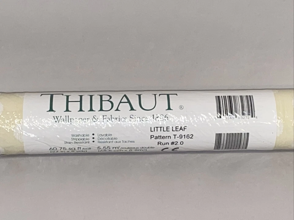 Papel pintado Thibaut Little Leaf revestimiento de pared de lujo 27" x 9 yardas T-9162 beige Foto 3 de 4