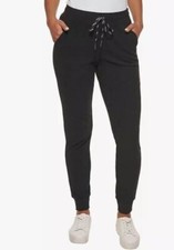 NWT MARC NEW YORK 1740088 BLACK RIBBED KNIT SOFT SLIM JOGGER PANTS SZ S G723