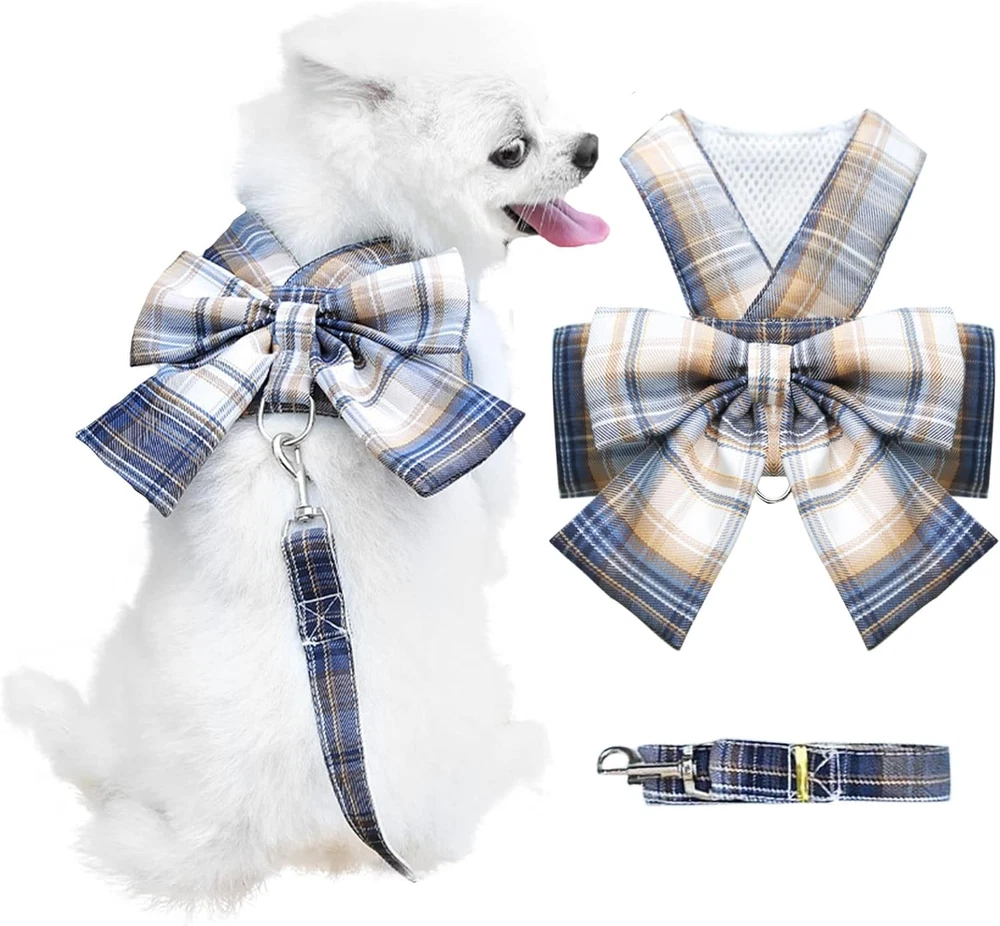Dog Harness for Small Dogs with Bow Small Harness for Girl Dogs with D-Ring Soft