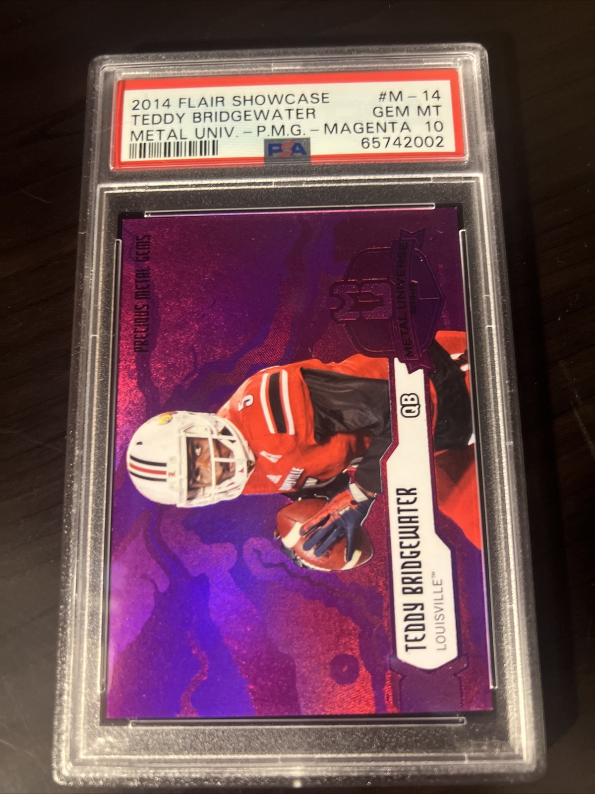 Teddy Bridgewater Flair Showcase Metal Universe #M14 Precious Metal Gems Magenta