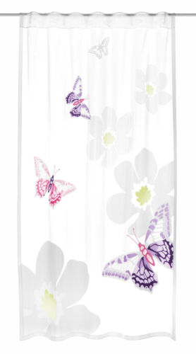 Kinderzimmer Gardine Butterfly 140x245cm Vorhang verdeckte Schlaufen Schal lila - Bild 1 von 2
