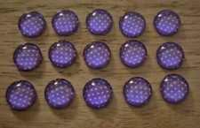 15x 12mm Purple Polka Dot Cabachons, BN&UNUSED