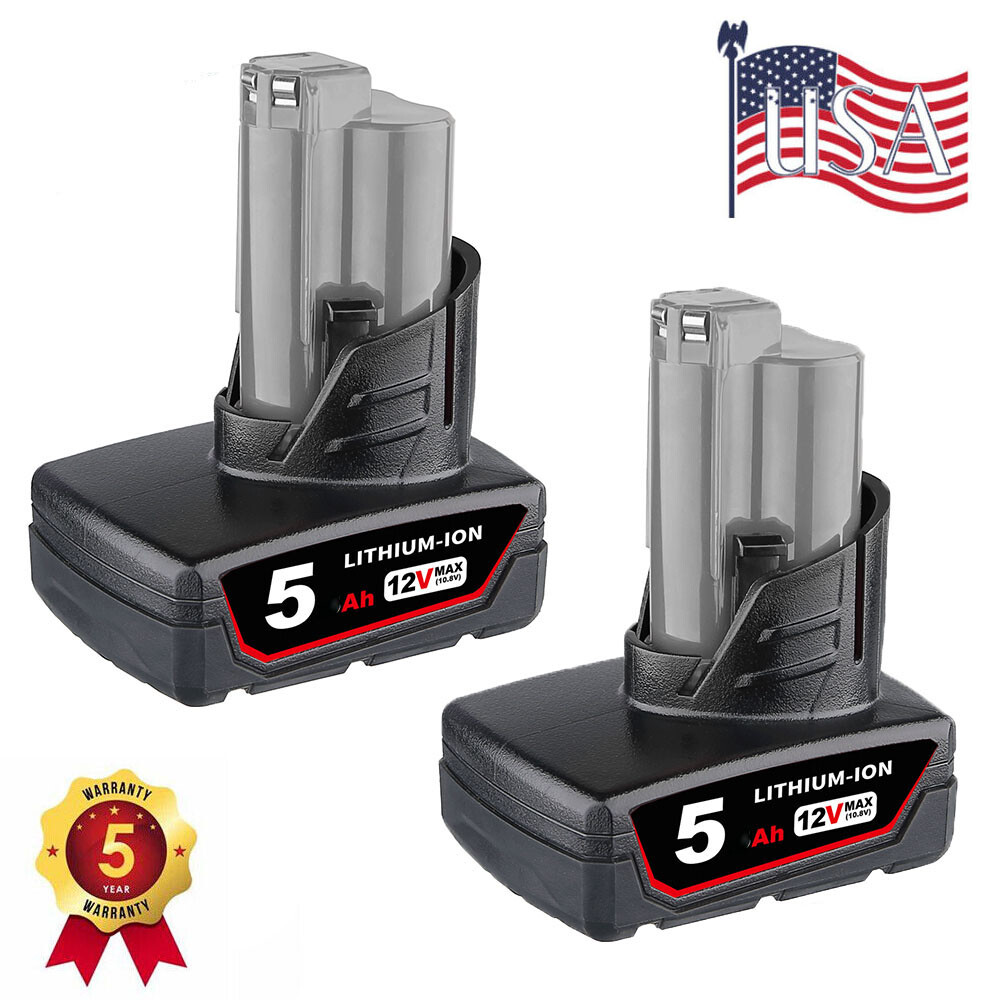 2Pack 5500mAh For Milwaukee For M12 Battery LITHIUM Extended Capacity 48-11-2460