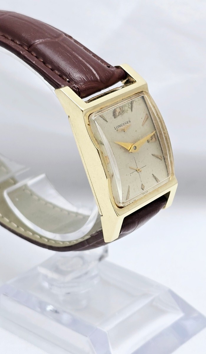 Vintage Longines 9LT 17J Jewels 14K Yellow Gold Manual Wind Brown