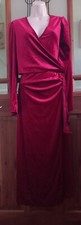 vtg Look stretch Velvet Bodycon faux wrap maxi dress size L party xmas