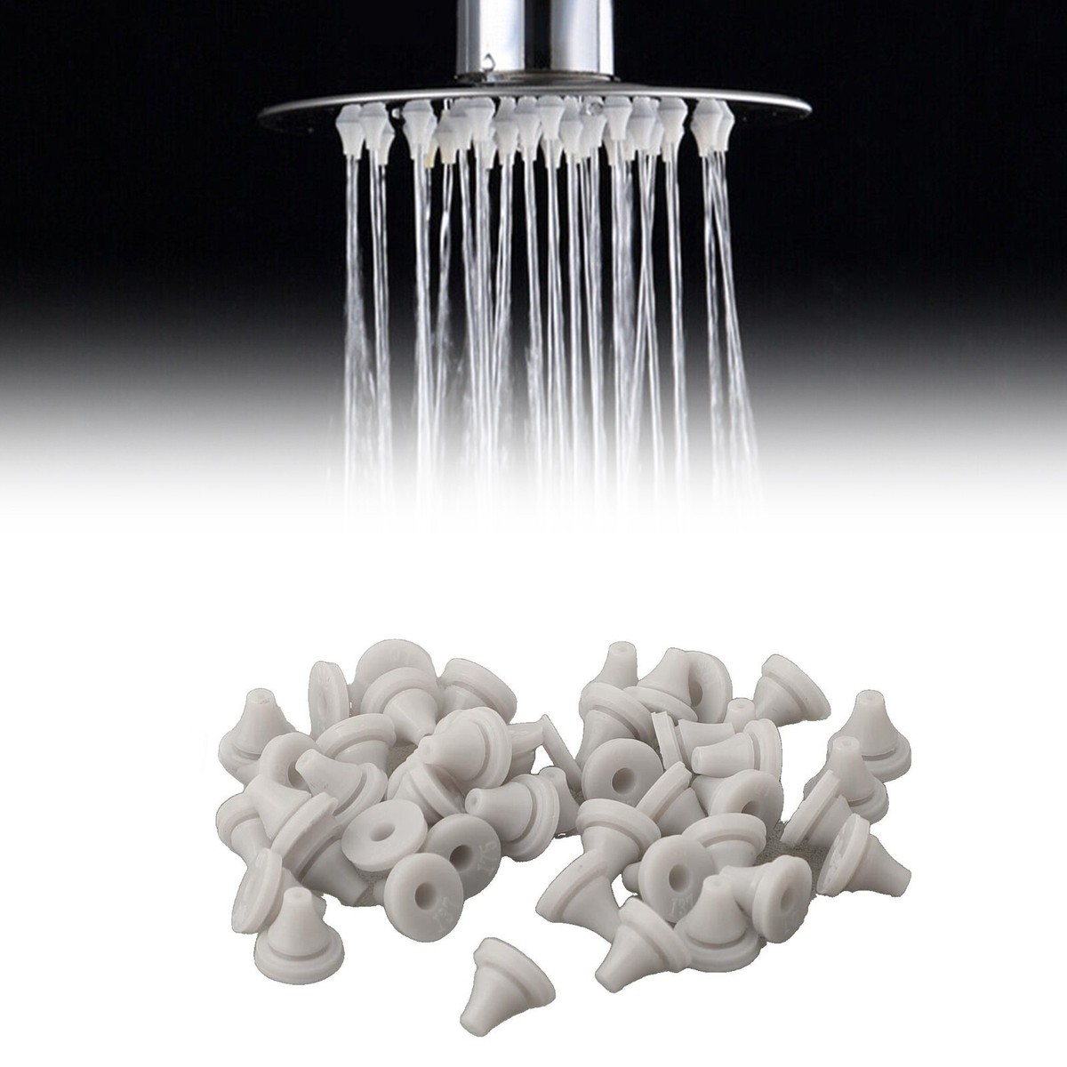 Jet Douche Silicone 4mm Lot 50 Buses Silicone Pour Pommeau Douche - Compatible Trou 4mm - Remplacement Facile - Gris Jet Douche Rond