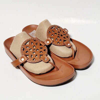 Dolce Vita Brown Metal Medallion  Pandora Footbed Thong Flipflop Sandals Wm 10US