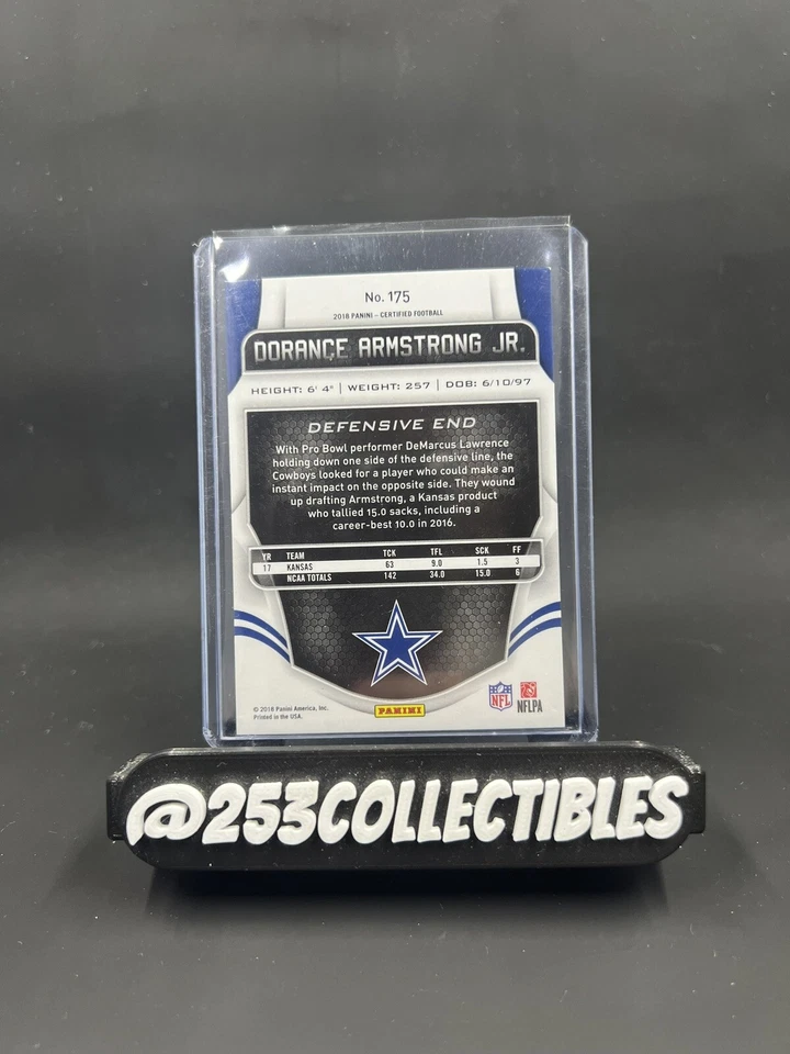 2018 Panini Certified #175 Dorance Armstrong Jr. Cowboys 99/99 SP Dallas Cowboys - Image 2 of 2