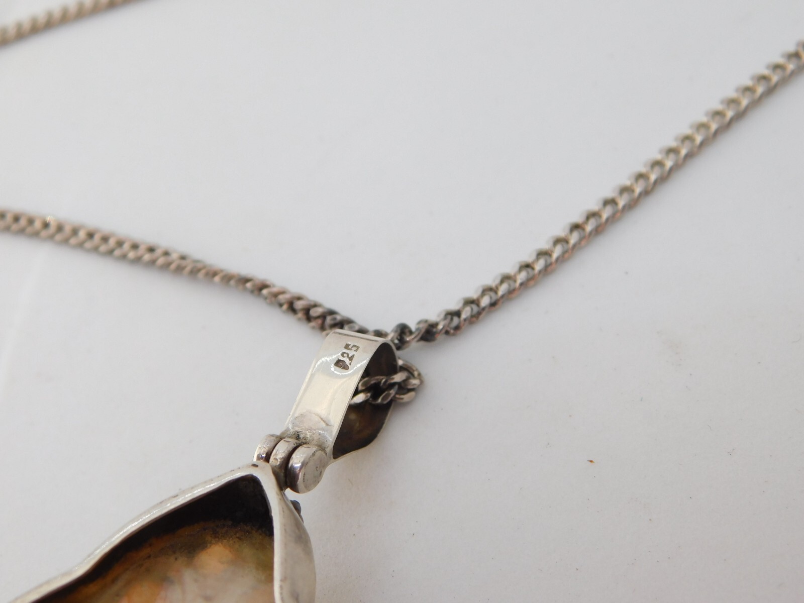 Large Sterling Silver Mounted Conch Shell Pendant… - image 4