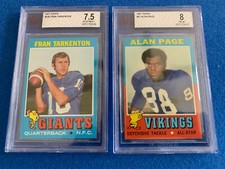 (2)1971TOPPS VIKINGS LEGENDS FRAN TARKENTON BGS 7.5 & ALAN PAGE BGS 8