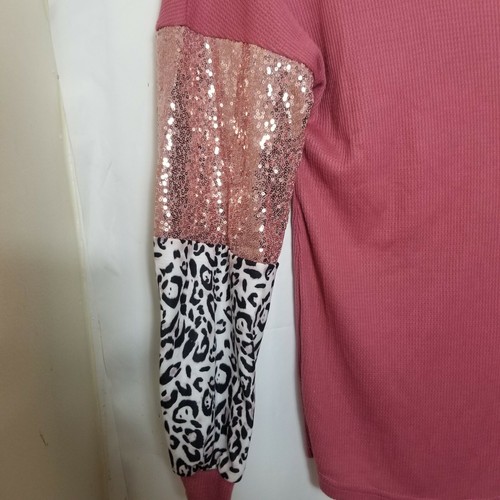 Sheilay Women Blouse Long Sleeve V Neck Leopard Print Casual Size S - Picture 5 of 8